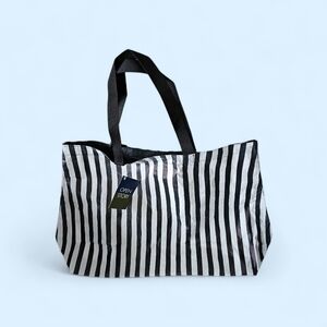 Black & White Striped Tote Bag - Women Bags